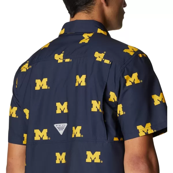 Columbia Mens Collegiate Super Slack Tide ShirtMichigan Wolverines Um  Collegiate Navy Logo Print