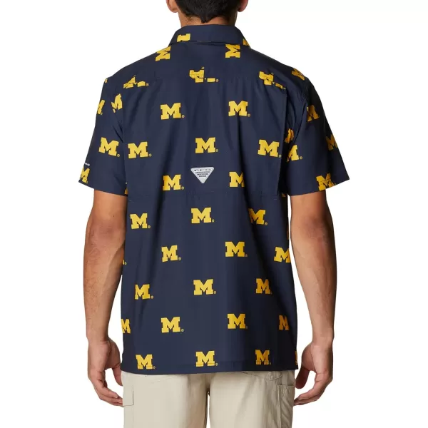 Columbia Mens Collegiate Super Slack Tide ShirtMichigan Wolverines Um  Collegiate Navy Logo Print