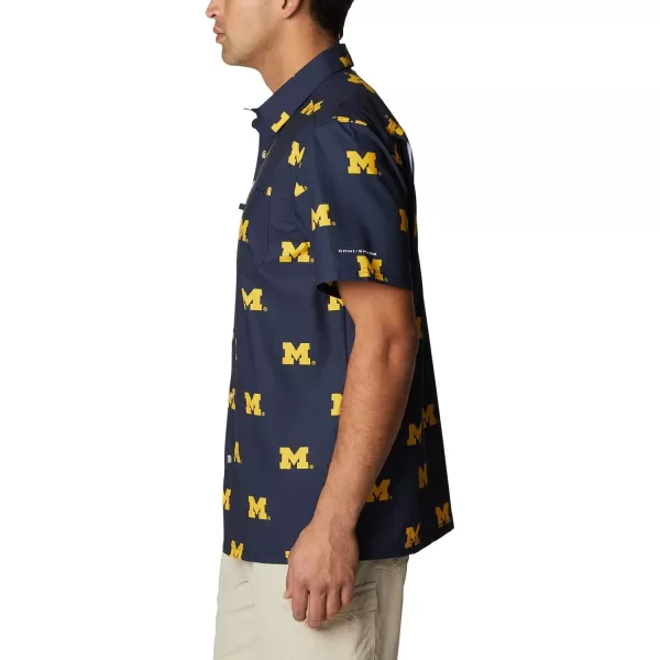 Columbia Mens Collegiate Super Slack Tide ShirtMichigan Wolverines Um  Collegiate Navy Logo Print