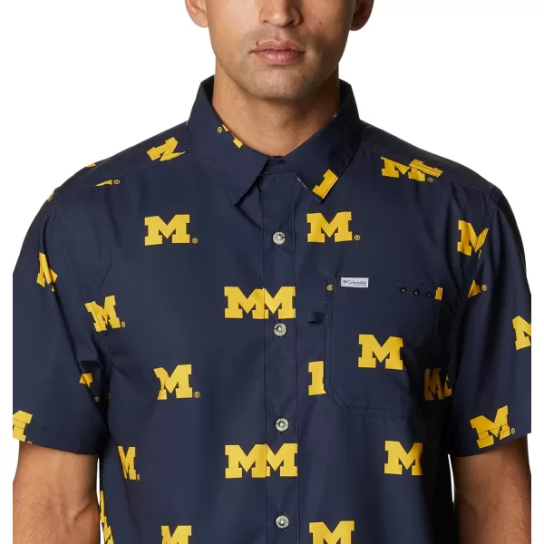 Columbia Mens Collegiate Super Slack Tide ShirtMichigan Wolverines Um  Collegiate Navy Logo Print