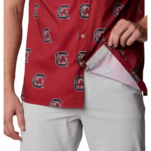 Columbia Mens Collegiate Super Slack Tide ShirtSouth Carolina Fighting Gamecocks Sc  Beet Logo Print