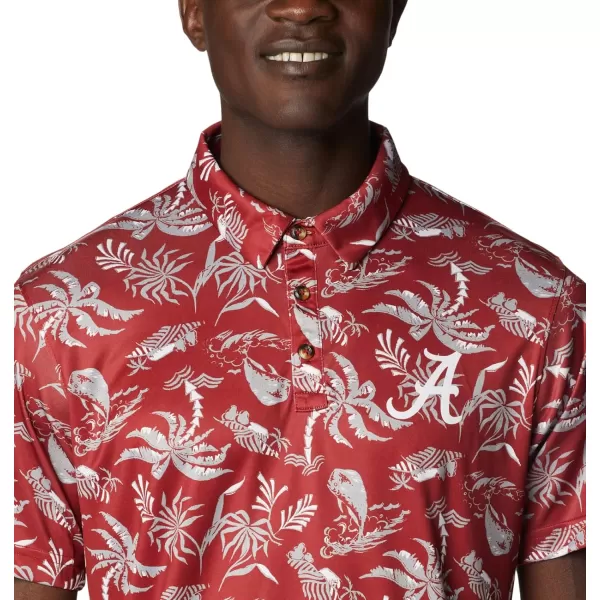 Columbia Mens Collegiate Super Terminal Tackle PoloAla  Red Velvet Dorado Isle Print