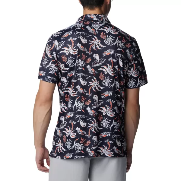 Columbia Mens Collegiate Super Terminal Tackle PoloAub  Collegiate Navy Dorado Isle Print