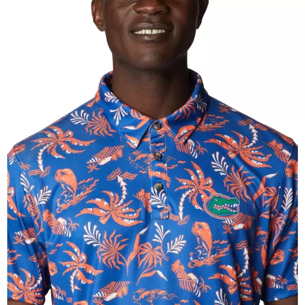 Columbia Mens Collegiate Super Terminal Tackle PoloFla  Azul Dorado Isle Print