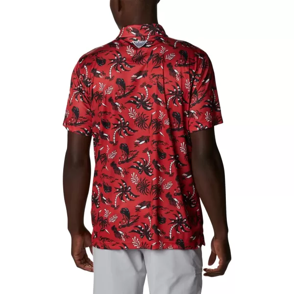 Columbia Mens Collegiate Super Terminal Tackle PoloNeb  Bright Red Dorado Isle Print