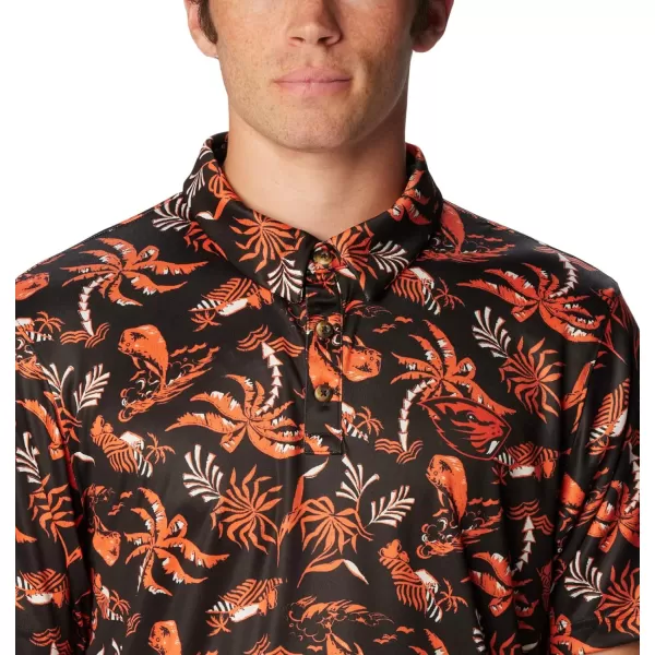 Columbia Mens Collegiate Super Terminal Tackle PoloOsu  Black Dorado Isle Print