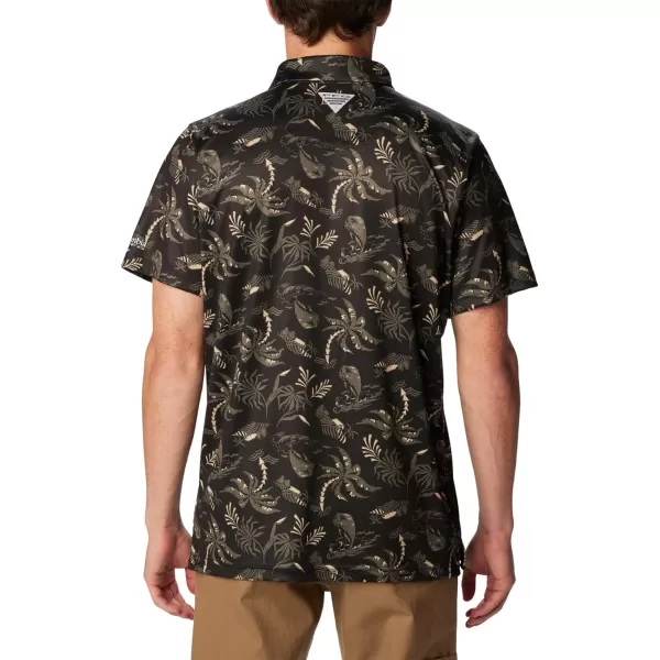 Columbia Mens Collegiate Super Terminal Tackle PoloPd  Black Dorado Isle Print