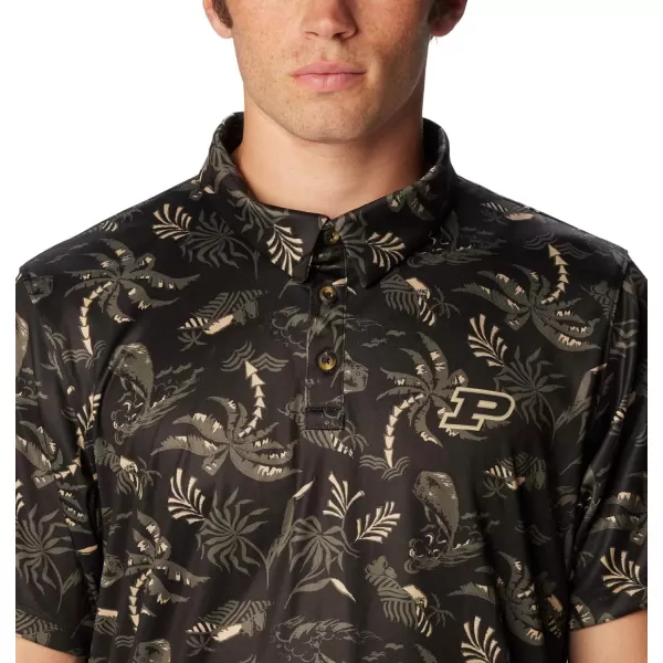 Columbia Mens Collegiate Super Terminal Tackle PoloPd  Black Dorado Isle Print