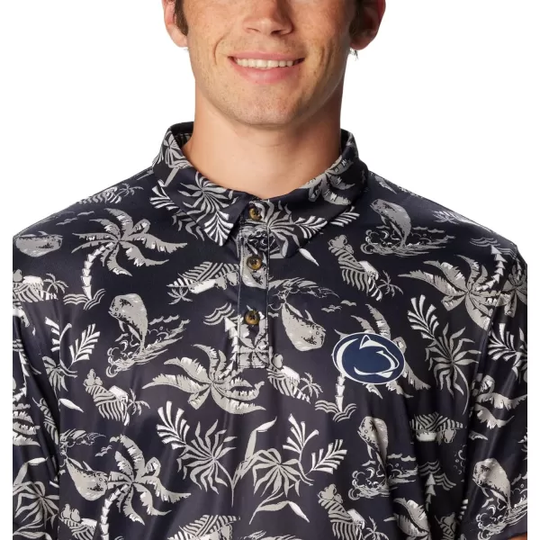 Columbia Mens Collegiate Super Terminal Tackle PoloPsu  Collegiate Navy Dorado Isle Print