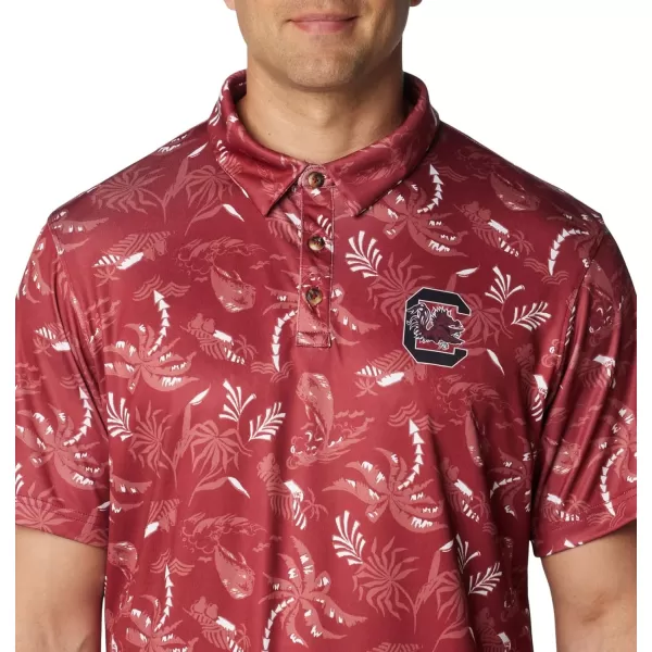 Columbia Mens Collegiate Super Terminal Tackle PoloSc  Beet Dorado Isle Print