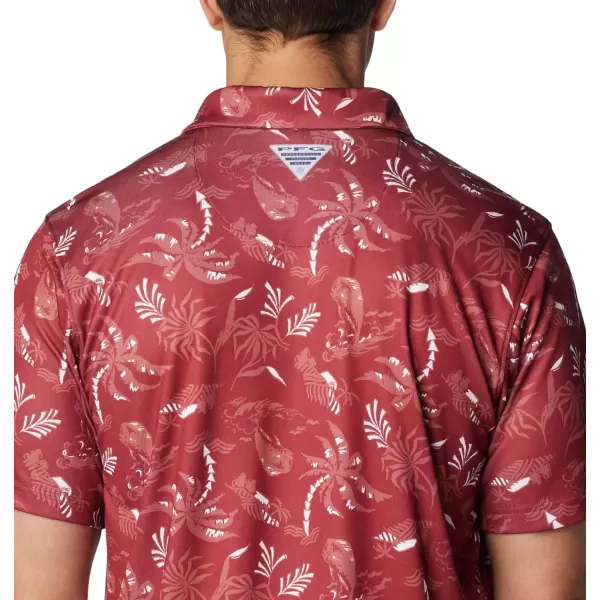 Columbia Mens Collegiate Super Terminal Tackle PoloSc  Beet Dorado Isle Print