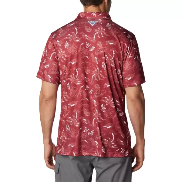 Columbia Mens Collegiate Super Terminal Tackle PoloSc  Beet Dorado Isle Print