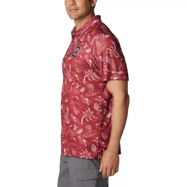 Columbia Mens Collegiate Super Terminal Tackle PoloSc  Beet Dorado Isle Print