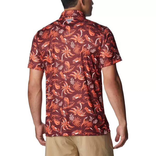 Columbia Mens Collegiate Super Terminal Tackle PoloVt  Deep Maroon Dorado Isle Print