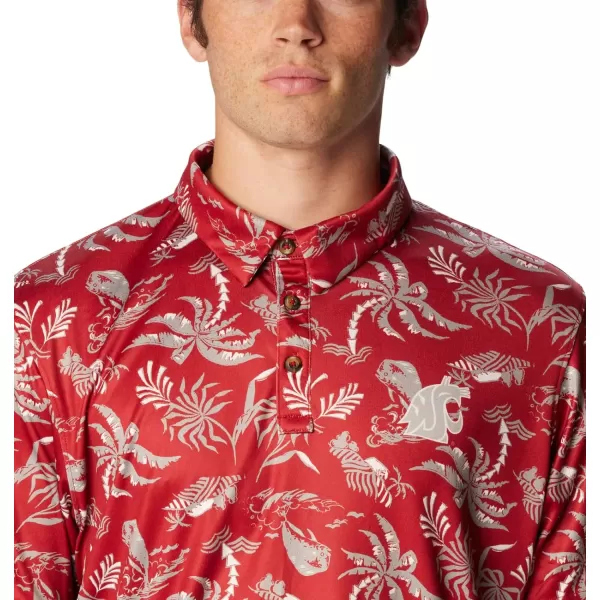 Columbia Mens Collegiate Super Terminal Tackle PoloWaz  Red Velvet Dorado Isle Print