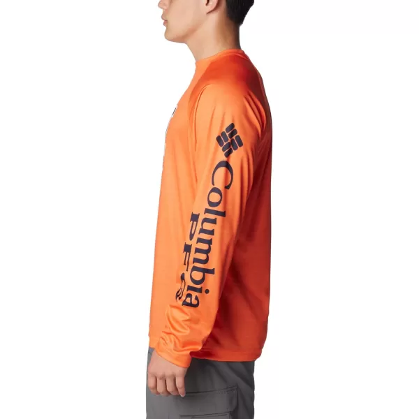 Columbia Mens Collegiate Terminal Tackle Heather Long Sleeve ShirtAub  Spark Orange Heather