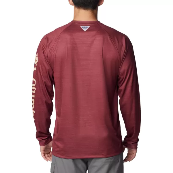 Columbia Mens Collegiate Terminal Tackle Heather Long Sleeve ShirtFsu  Cabernet Heather