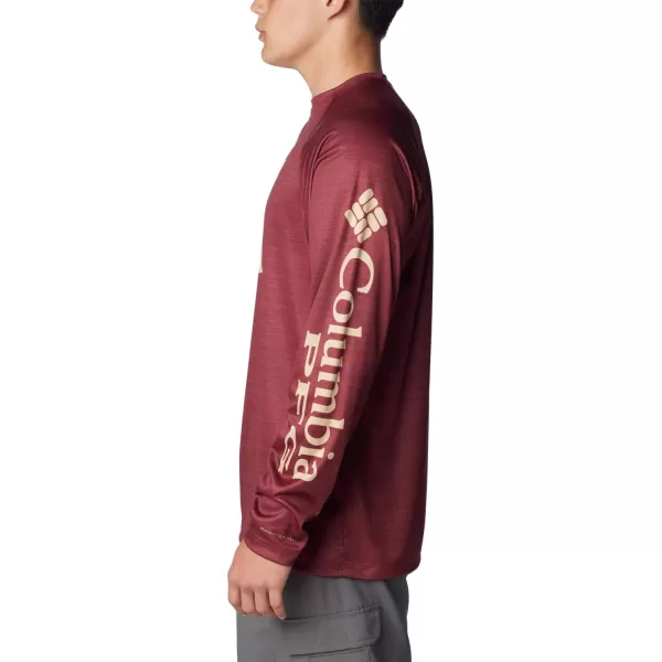 Columbia Mens Collegiate Terminal Tackle Heather Long Sleeve ShirtFsu  Cabernet Heather