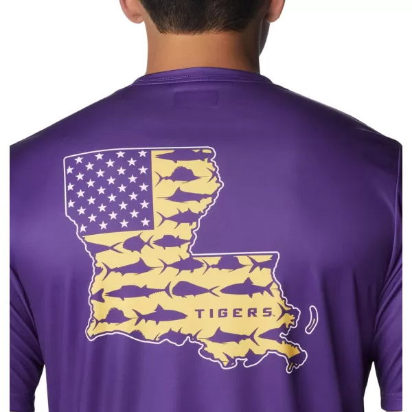 Columbia Mens Collegiate Terminal Tackle SS ShirtLsu  Vivid Purple