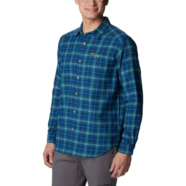 Columbia Mens Cornell Woods Flannel Long Sleeve ShirtBright Indigo Tartan Ombre