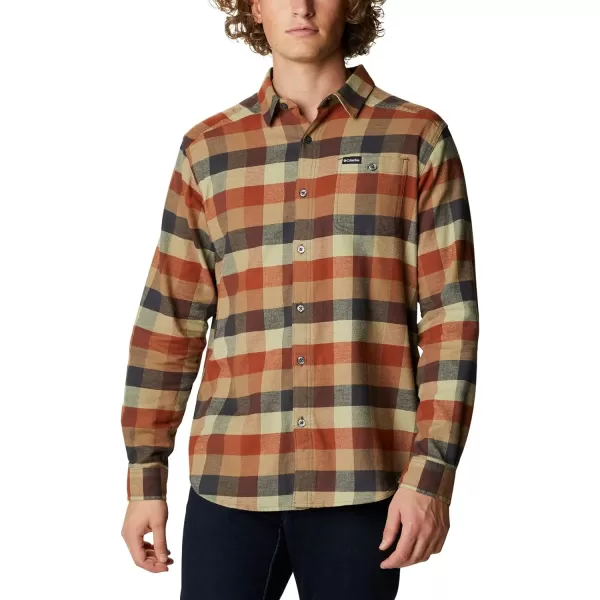 Columbia Mens Cornell Woods Flannel Long Sleeve ShirtDark Amber Multi Buffalo Check