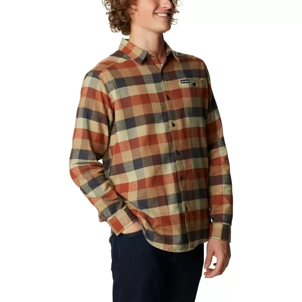 Columbia Mens Cornell Woods Flannel Long Sleeve ShirtDark Amber Multi Buffalo Check