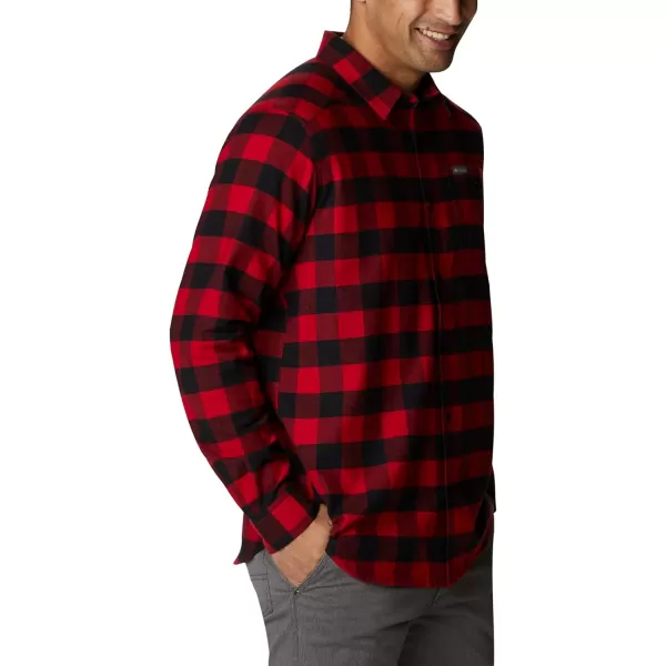 Columbia Mens Cornell Woods Flannel Long Sleeve ShirtMountain Red Buffalo Check