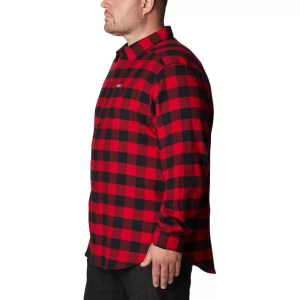 Columbia Mens Cornell Woods Flannel Long Sleeve ShirtMountain Red Buffalo Check