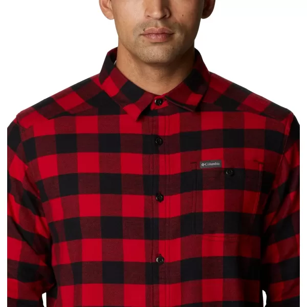 Columbia Mens Cornell Woods Flannel Long Sleeve ShirtMountain Red Buffalo Check