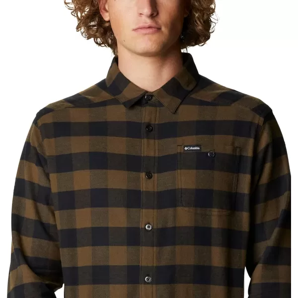 Columbia Mens Cornell Woods Flannel Long Sleeve ShirtOlive Green Buffalo Check