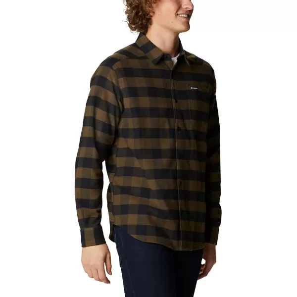 Columbia Mens Cornell Woods Flannel Long Sleeve ShirtOlive Green Buffalo Check