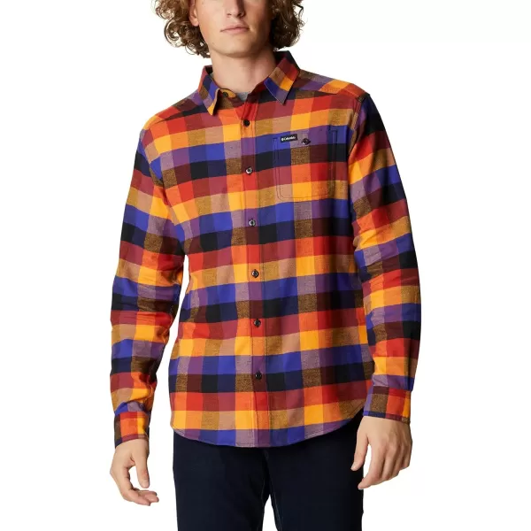 Columbia Mens Cornell Woods Flannel Long Sleeve ShirtPurple Quartz Multi Buffalo Check