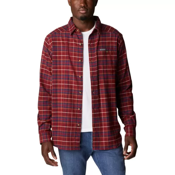 Columbia Mens Cornell Woods Flannel Long Sleeve ShirtRed Jasper Multi Tartan