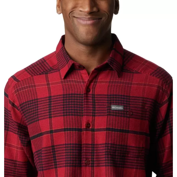 Columbia Mens Cornell Woods Flannel Long Sleeve ShirtRed Jasper Ombre Plaid