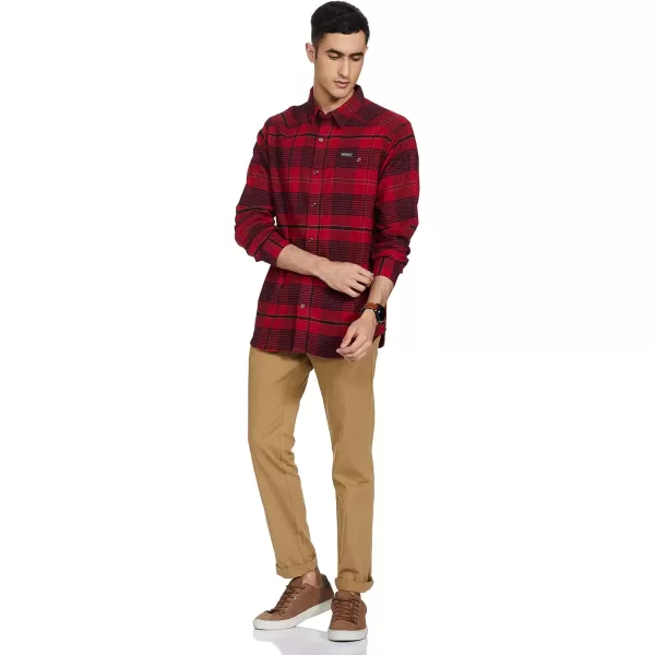 Columbia Mens Cornell Woods Flannel Long Sleeve ShirtRed Jasper Ombre Plaid