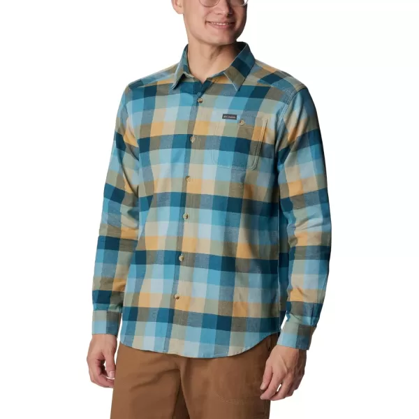 Columbia Mens Cornell Woods Flannel Long Sleeve ShirtStone Blue Buffalo Check