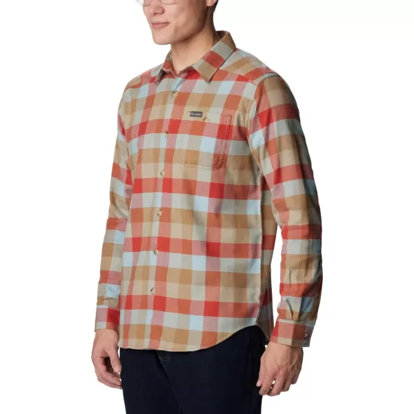 Columbia Mens Cornell Woods Flannel Long Sleeve ShirtWarp Red Buffalo Check