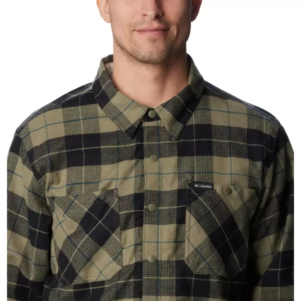 Columbia Mens Cornell Woods Fleece Lined Shirt JacketStone GreenDark Stone Woodsman Tartan