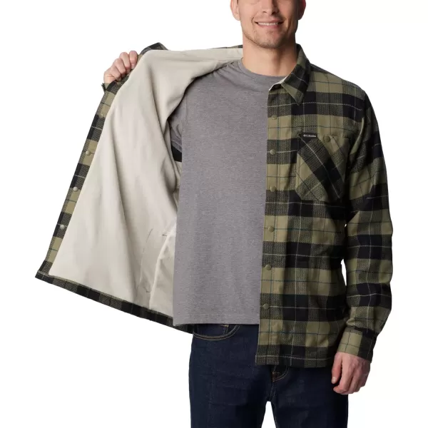 Columbia Mens Cornell Woods Fleece Lined Shirt JacketStone GreenDark Stone Woodsman Tartan