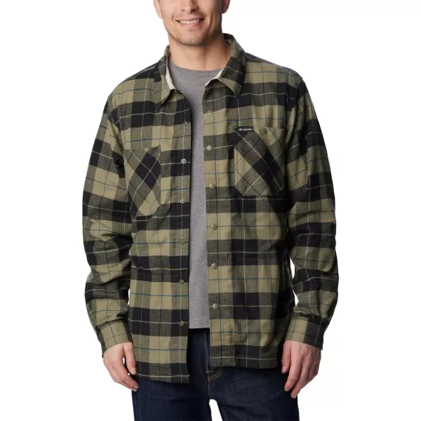 Columbia Mens Cornell Woods Fleece Lined Shirt JacketStone GreenDark Stone Woodsman Tartan