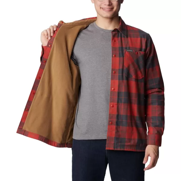 Columbia Mens Cornell Woods Fleece Lined Shirt JacketWarp RedDelta Woodsman Tartan