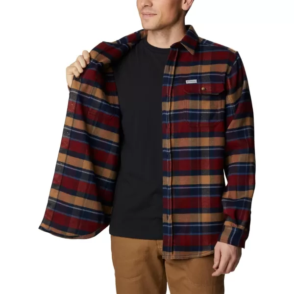 Columbia Mens Deschutes River Heavyweight Flannel Insulated Classic FitCollegiate Navy Large Multi Check