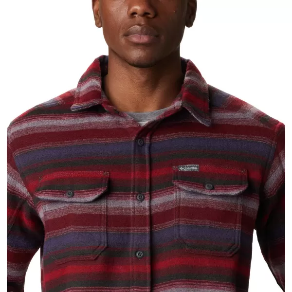 Columbia Mens Deschutes River Heavyweight Flannel Insulated Classic FitRed Jasper Stripe