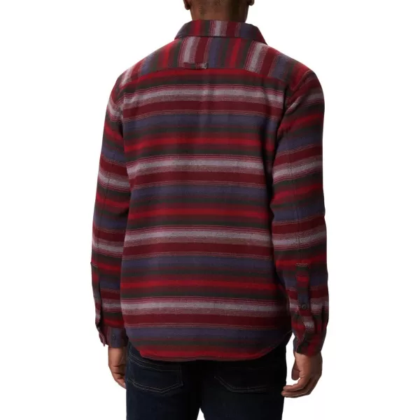 Columbia Mens Deschutes River Heavyweight Flannel Insulated Classic FitRed Jasper Stripe