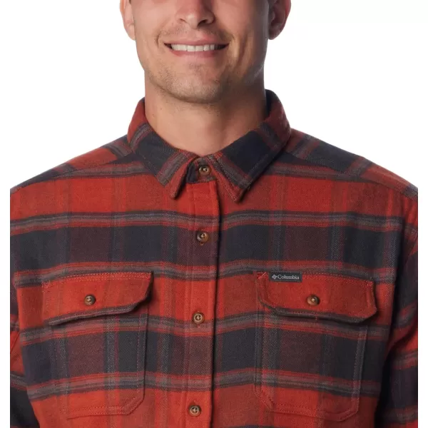 Columbia Mens Deschutes River Heavyweight Flannel Insulated Classic FitWarp Red Buffalo Ombre