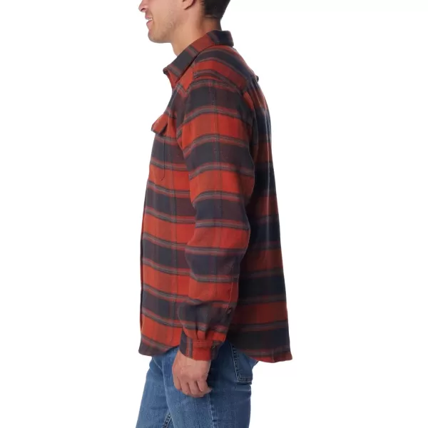 Columbia Mens Deschutes River Heavyweight Flannel Insulated Classic FitWarp Red Buffalo Ombre