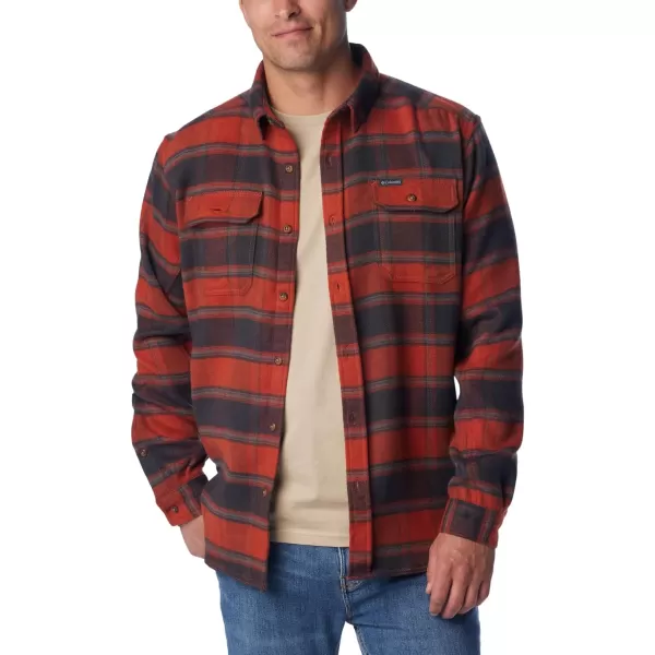 Columbia Mens Deschutes River Heavyweight Flannel Insulated Classic FitWarp Red Buffalo Ombre