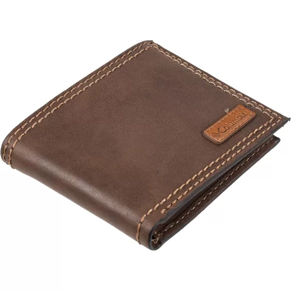 Columbia Mens Everyday Bifold WalletMultiple Card Slots Id WindowDark Tan