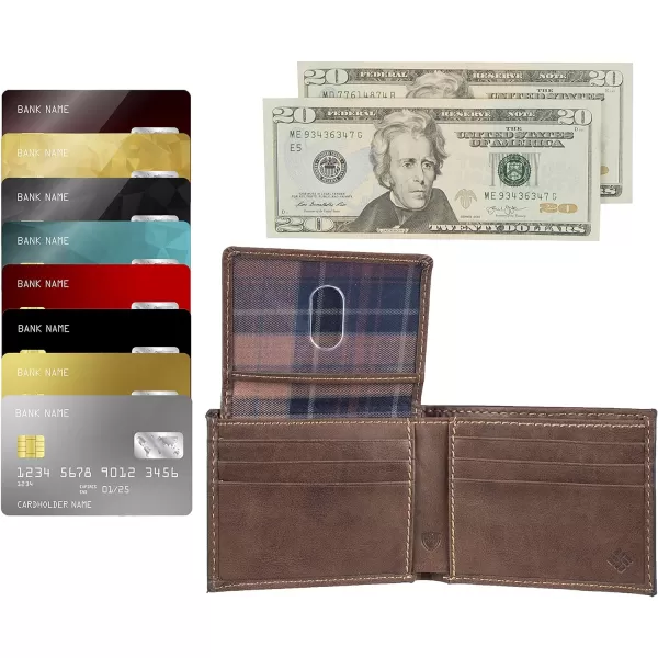 Columbia Mens Everyday Bifold WalletMultiple Card Slots Id WindowDark Tan