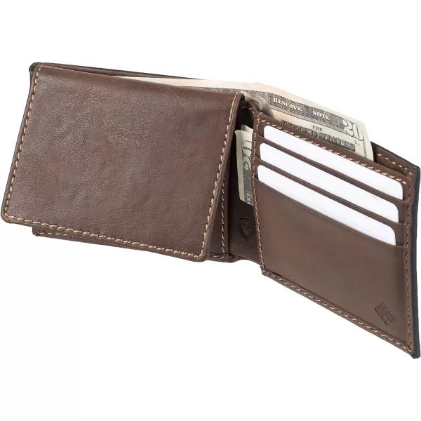 Columbia Mens Everyday Bifold WalletMultiple Card Slots Id WindowDark Tan